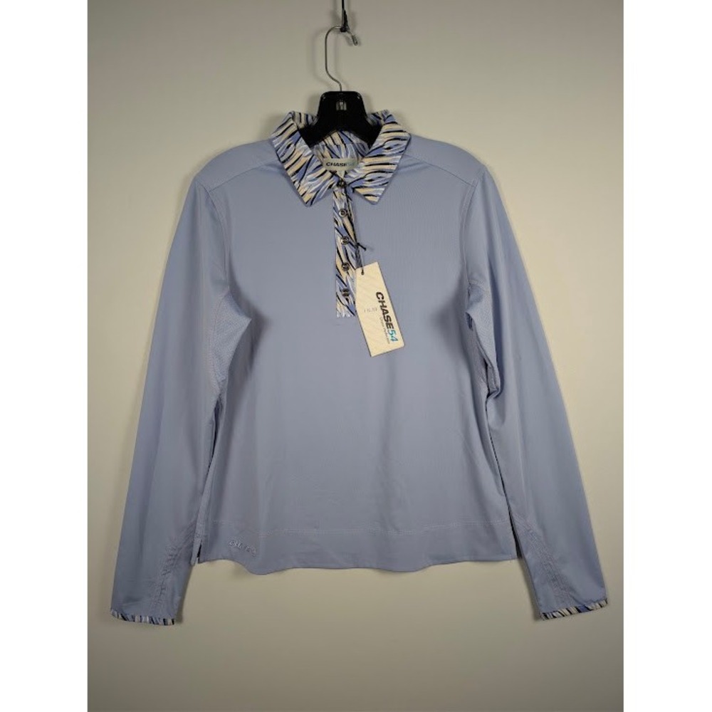 Chase54 Golf Shirt Womens M Periwinkle Blue Long Sleeve NEW